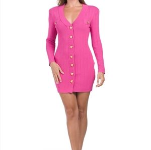 Endless Rose Shank Button Down VNECK Mini Dress